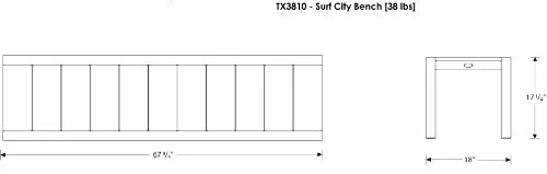 Trex Outdoor Furniture Surf City 68x22 Bench - Textured Bronze - Classic White