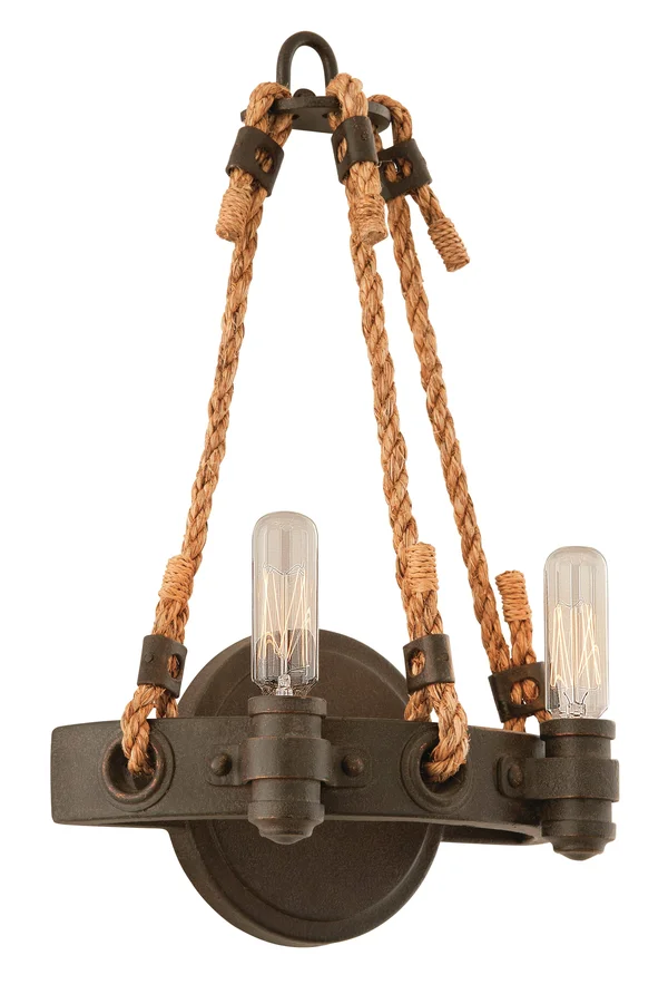 Troy Lighting Pike Place 2 Light Wall Sconce, Shipyard Bronze - B3122