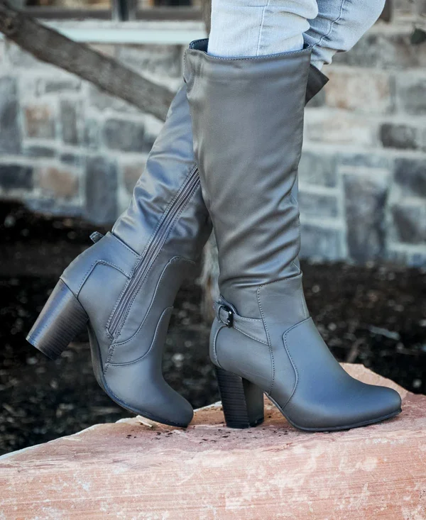 Journee Collection Women's Carver Wide Calf Boot - Grey