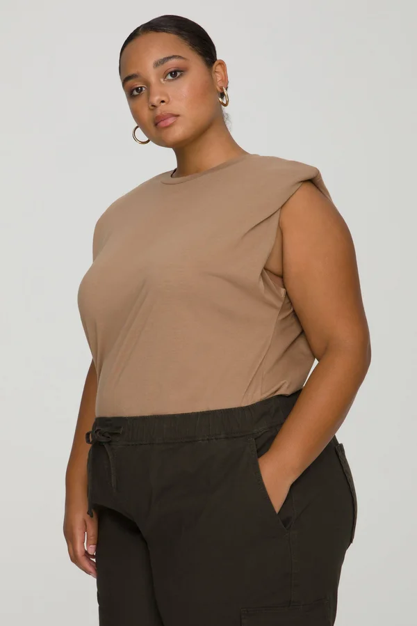 Good American Women's Strong Shoulder Tank Top - Taupe - Size XXL