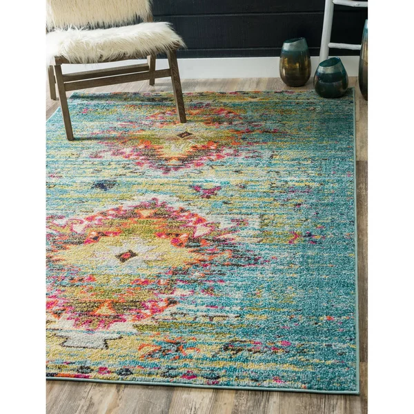 Unique Loom Chagall Vita Area Rug - 4& x 6& Turquoise