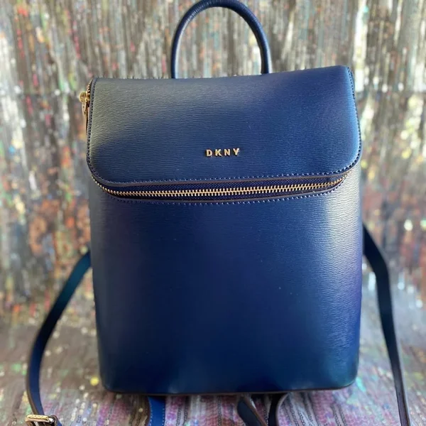 Dkny Bryant Leather Top Zip Backpack - Indigo