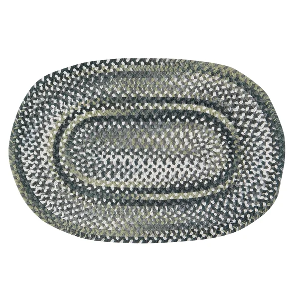 Better Trends Ombre Chenille Braided Rug 4& Octagon Olive Striped
