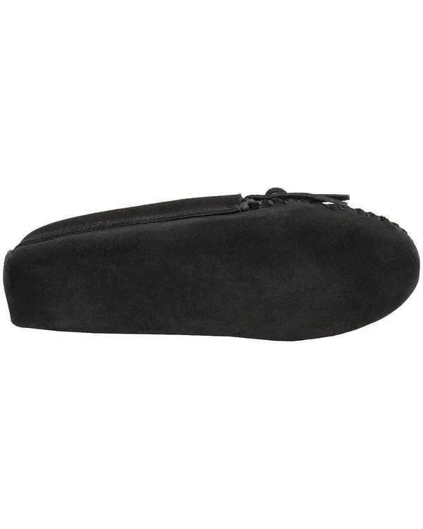 Women's Minnetonka Thunderbird Soft Sole Suede, Size: 6, Black