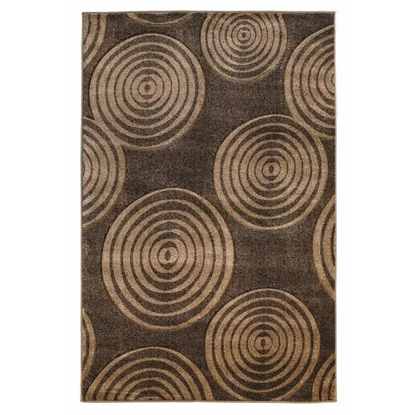 Linon Miso Felix Machine Made Polypropylene 5&x7&6x22 Rug in Brown