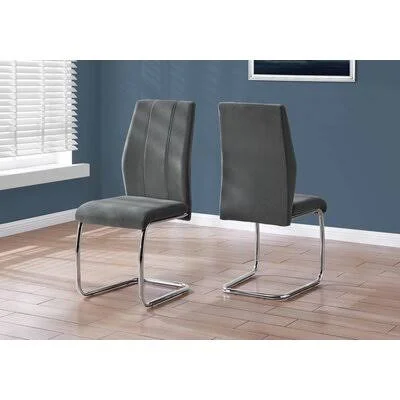 Lowa Park Upholstered Dining Chair Orren Ellis Upholstery Color: Dark Gray - Leg Color: Silver