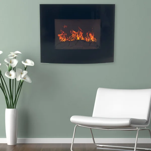 Hastings Home 25.5x22 Wall-Mounted Curved Electric Fireplace - Black