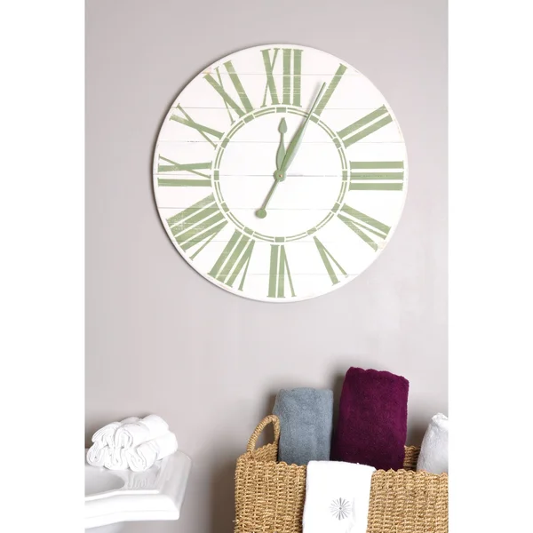 Oversized Farmhouse Wall Clock Finish: White/Green - Size: Medium