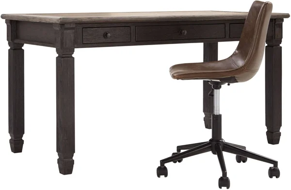 Ashley Tyler Creek Gray and Brown Home Office Office Set by Ashley Furniture - Black/Brown Transitional Rustic, from Furniture E
