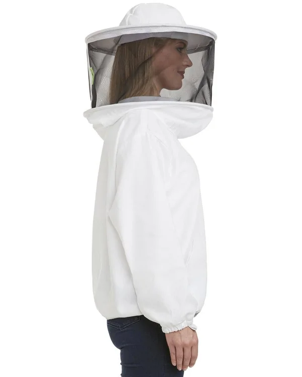 Natural Apiary USA Beekeeping Smock - Polycotton Jacket - Non-Flammable Round or Fencing Veil PinkForest - Round, XL