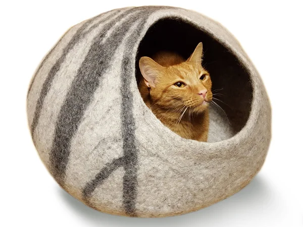 MEOWFIA Premium Felt Cat Cave Bed Large - Eco Friendly 100% Merino Wool Bed for
