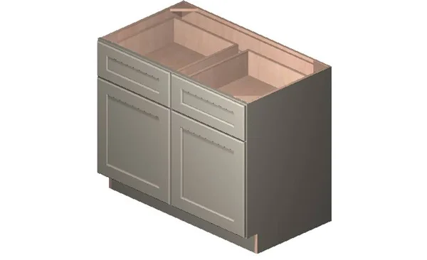 Wilora Hawthorne Shaker Dove 42x22 x 34.5x22 x 24x22 2 Doors - 2 Drawers, 1 Shelf Base Cabinet, High-Density Fiberboard (HDF) SD