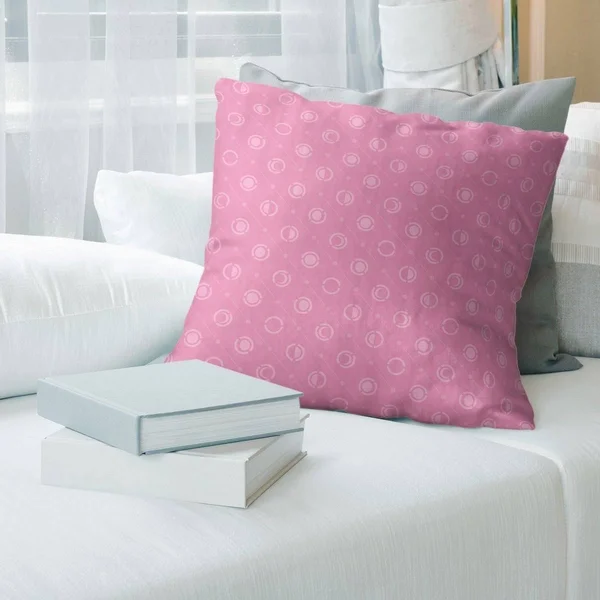 Warm Tones Monochrome Moon Phases Pattern Throw Pillow - 14 x 14 - Pink - Faux Suede
