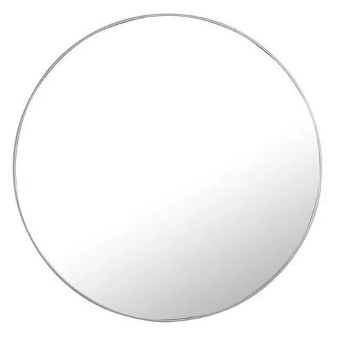 Strick & Bolton Prine 48-Inch Metal Frame Round Mirror - Silver - Silver, 48 inches x 48 inches