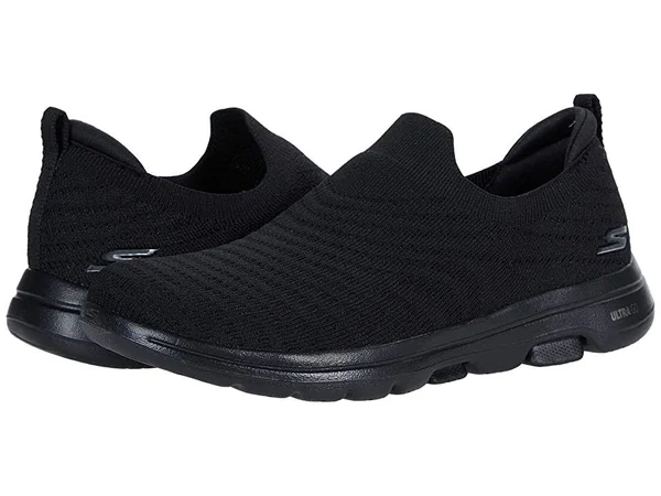 Skechers Women's GOwalk 5 Coastal View Walking Sneaker - Black/Black
