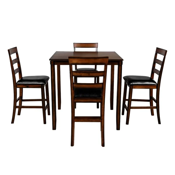 Brown 5-Piece Wooden Dining Room Set