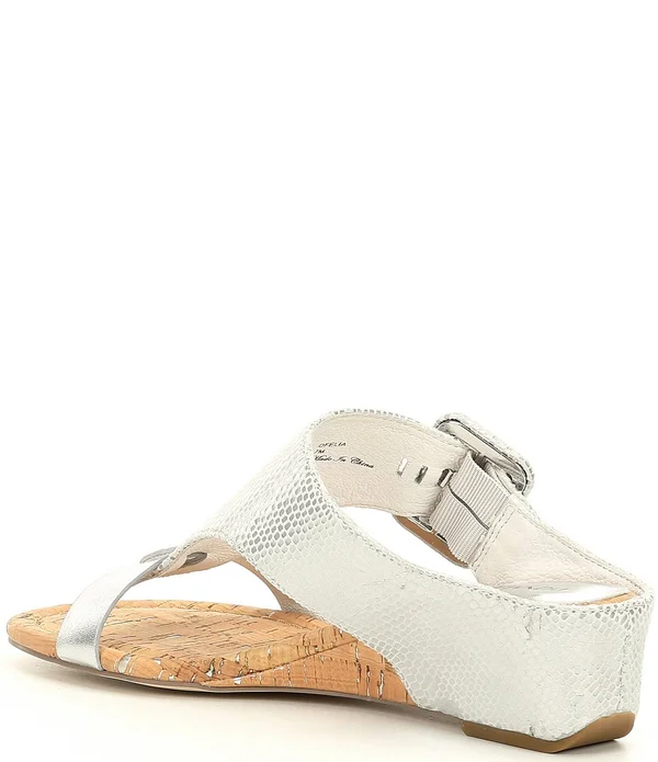 Donald Pliner Ofelia Buckle Printed Leather Cork Wedge Slides - 10M