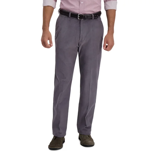 Haggar Men's Corduroy Classic Fit Flat Front Expandable Waistband Pant