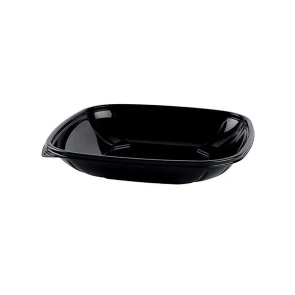 Fineline 15032L-BK Super Bowl Plus 32 oz. Black Large Square Pet Plastic Bowl - 150/Case