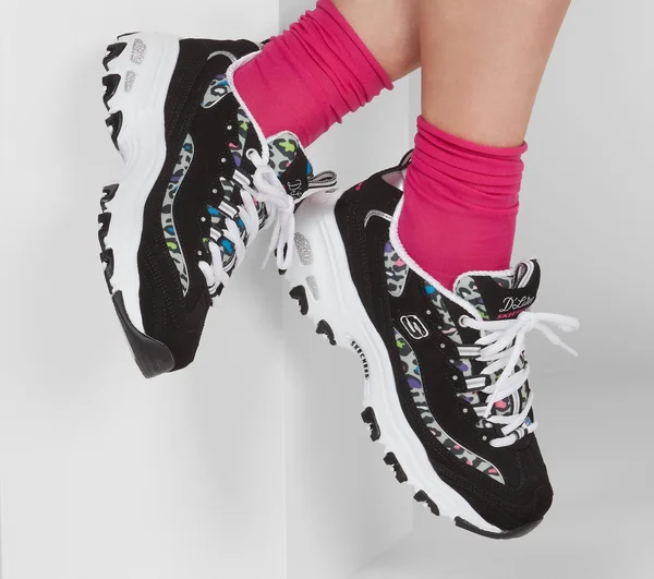 Skechers D&Lites - Safari Landscape Sneakers - Black/Multi, 7.5