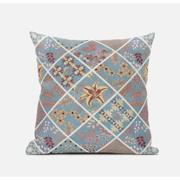 Fall Patch Snowflowers Pillow Light Blue Yellow 20x22 x 20x22
