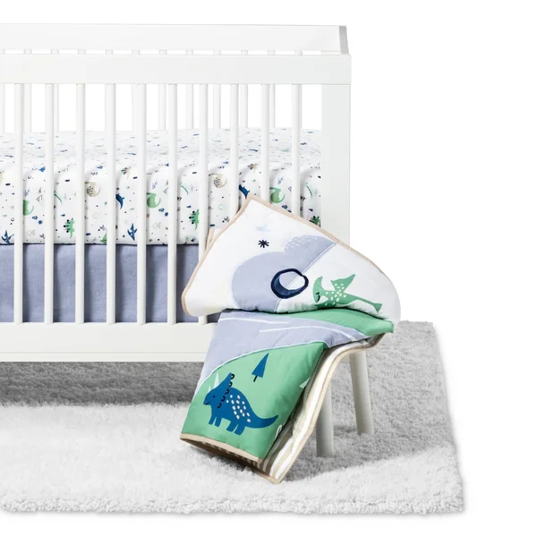 Cloud Island Crib Bedding Set Dino Boy 4pc in Blue/Green