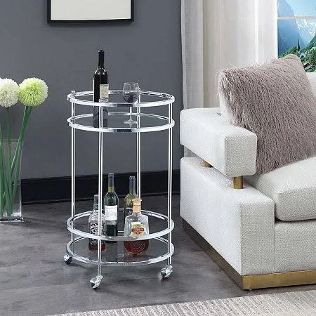 Convenience Concepts Royal Crest Bar Cart with Wheels - Clear
