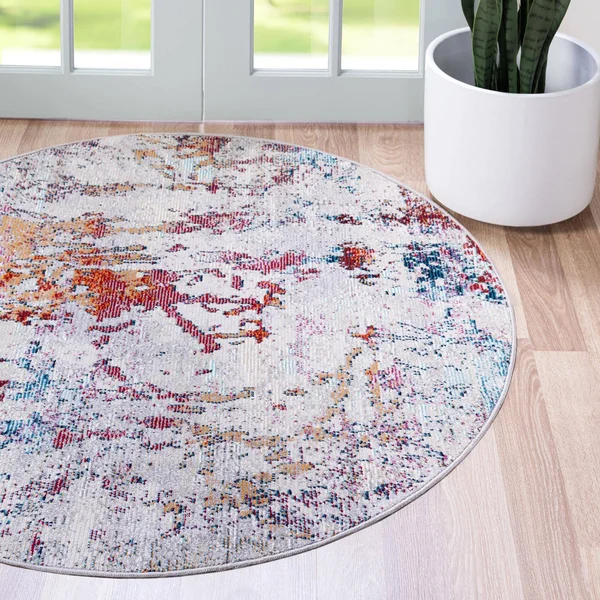 Starlight 7 ft Round Gray Area Rug