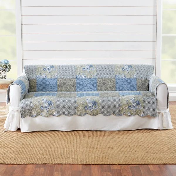 Sure Fit Heirloom Printed Patchwork Sofa Cover - Blue