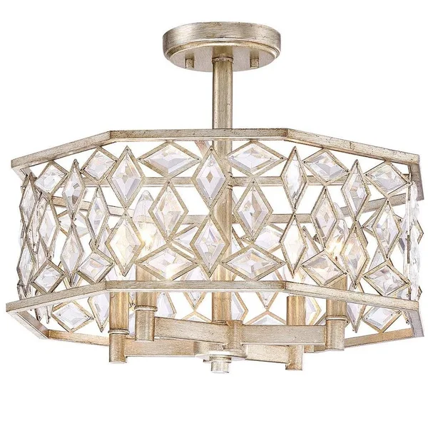 Park Harbor PHSFL4504 Cross Pointe 4 Light 17x22 Wide Semi-Flush Drum Ceiling Fixture - Antique Silver Leaf