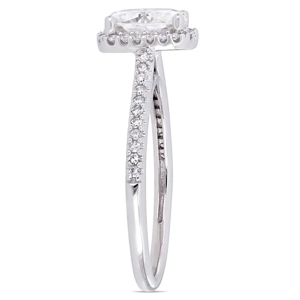 Miadora 14K White Gold Moissanite and Diamond Engagement Ring - 5