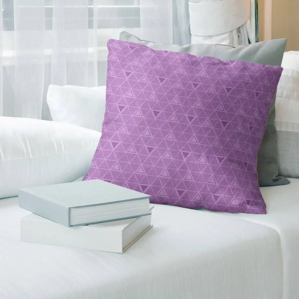 Porch & den Baldock Pastel Monochrome Triangles Throw Pillow - 14 x 14 - Violet - Faux Suede