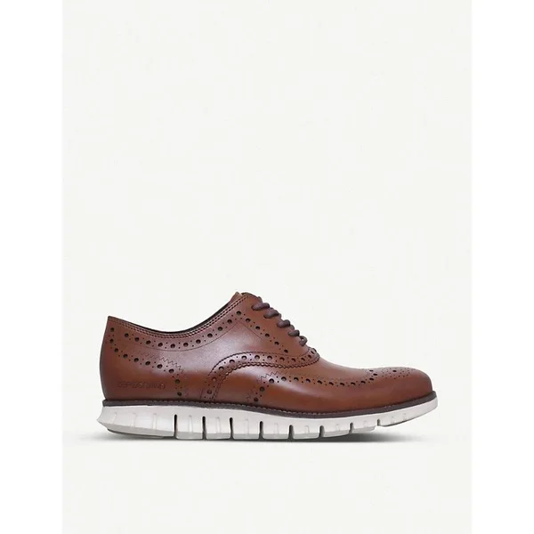 Cole Haan Mens Brown ZER谿RAND Wingtip Leather Oxford Shoes 8
