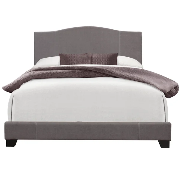 Accentrics Home All-in-One Modified Camel Back Upholstered Bed, Queen