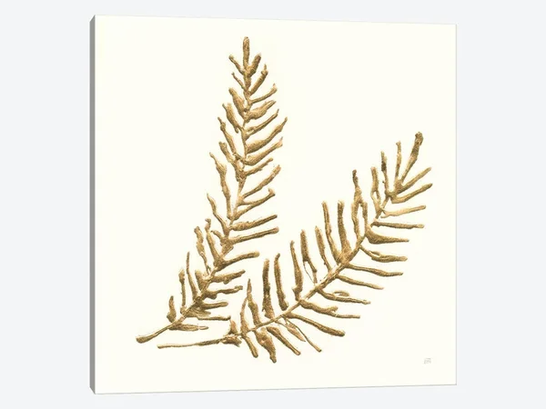 Chris Paschke Paintings Canvas Art Prints - Gilded Fern IV ( Floral & Botanical art)