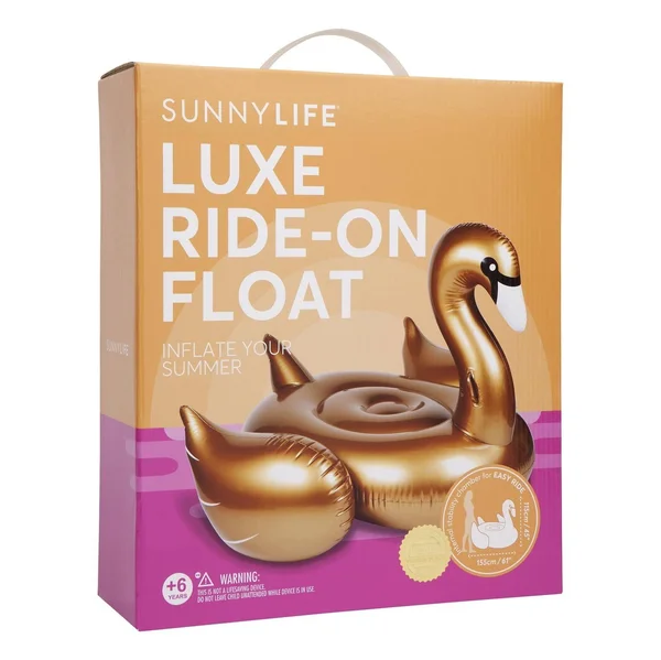 Sunnylife Luxe Gold Swan Ride-On Pool Float