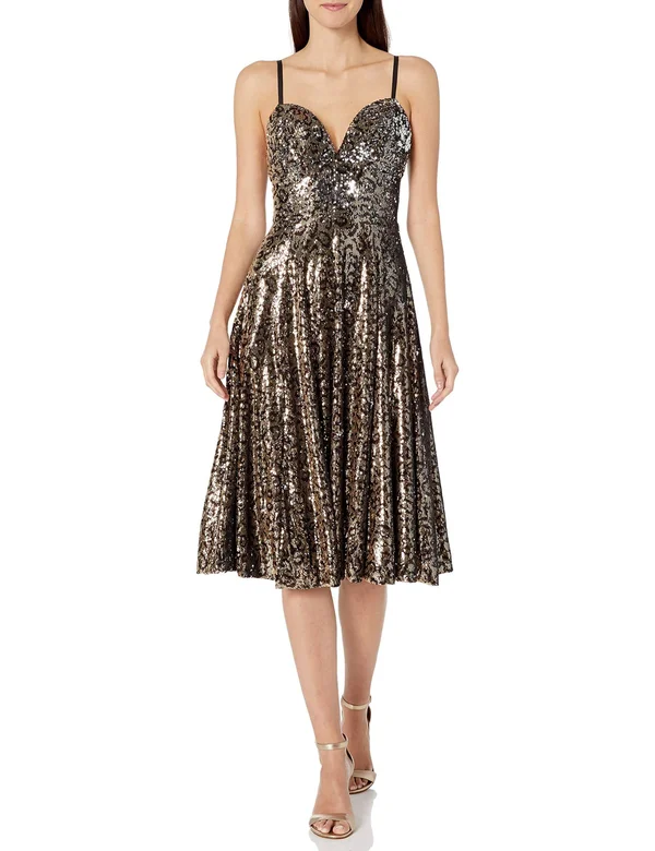 Dress The Population Mimi Sequin Slip Dress - Leopard, Women's, Small