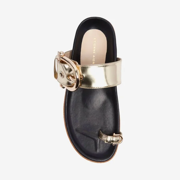 Women's Etienne Aigner Ameline Slide Sandal - Size 6.5 M - Metallic