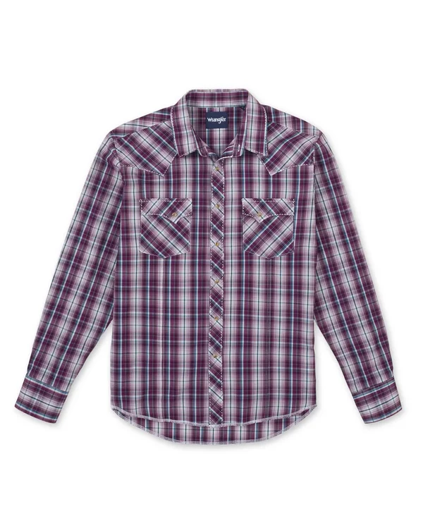 Wrangler Men's Western Fashion Two Pocket Long Sleeve Snap