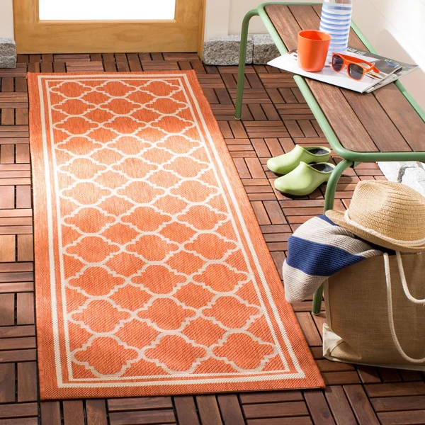 Safavieh Courtyard Terracotta Indoor Outdoor Rug - Runner 2&3x22 x 12&
