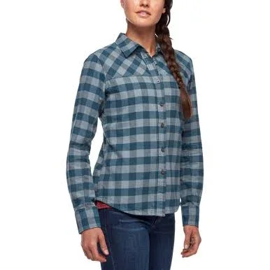 Black Diamond Women's Spotter LS Flannel Shirt - Xs - Tundra - Carbon Plaid