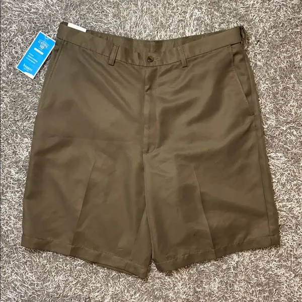 Haggar Men's Cool 18 Flat Front Shorts Bark, 36