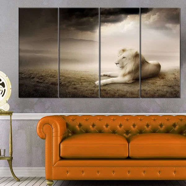 &King of Animals at Sunset& Photographic Print on Wrapped Canvas Design Art Size: 16x22 H x 32x22 W