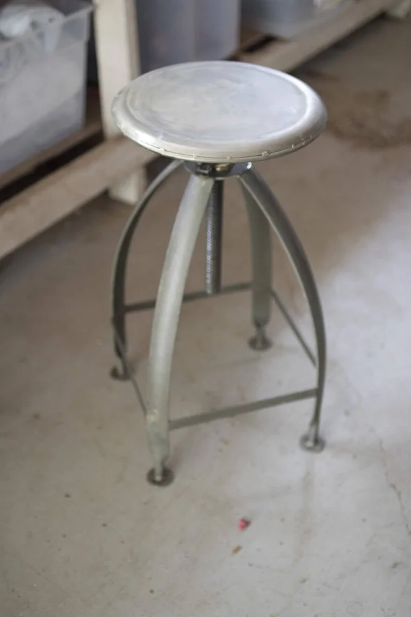 Metal Stool with Adjustable Top - Raw Seat with Raw Base