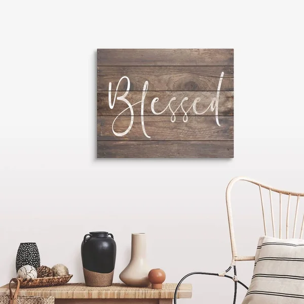 Family Quotes - Blessed Wood - Canvas Wall Art, 30x24, Great Big Canvas