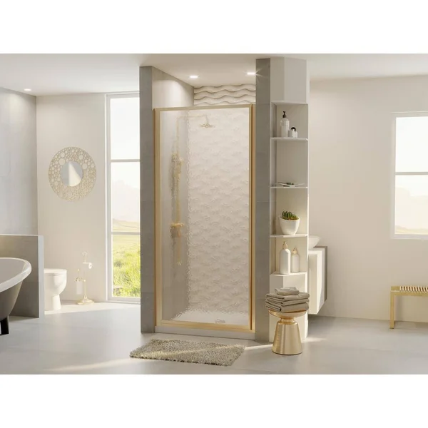 Coastal Shower Doors L24.66-a Legend Series 24x22 x 64x22 Framed Hinge Shower Door with Obscure Glass Brushed Nickel Showers Sho