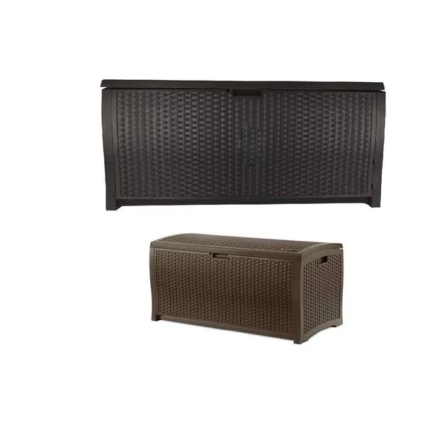 Suncast 73 Gallon Outdoor Deck Box & 99 Gallon Patio Garden Deck Box - Mocha