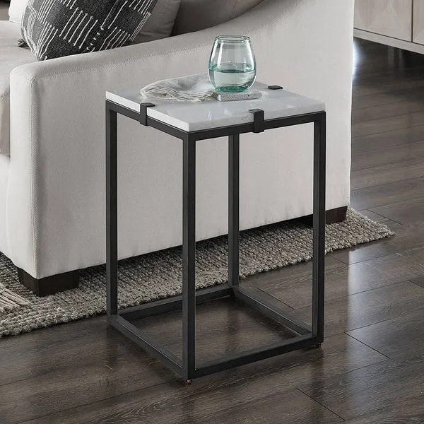 Universal Modern Farmhouse White and Black Archer Chairside Table