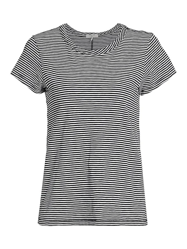 Rag & Bone Striped Crewneck Tee, Black, Women's, X-Small