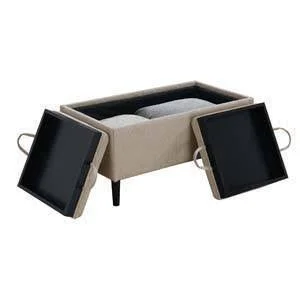 Designs4Comfort Magnolia Storage Ottoman with Fabric Trays Soft Beige - Breighton Home